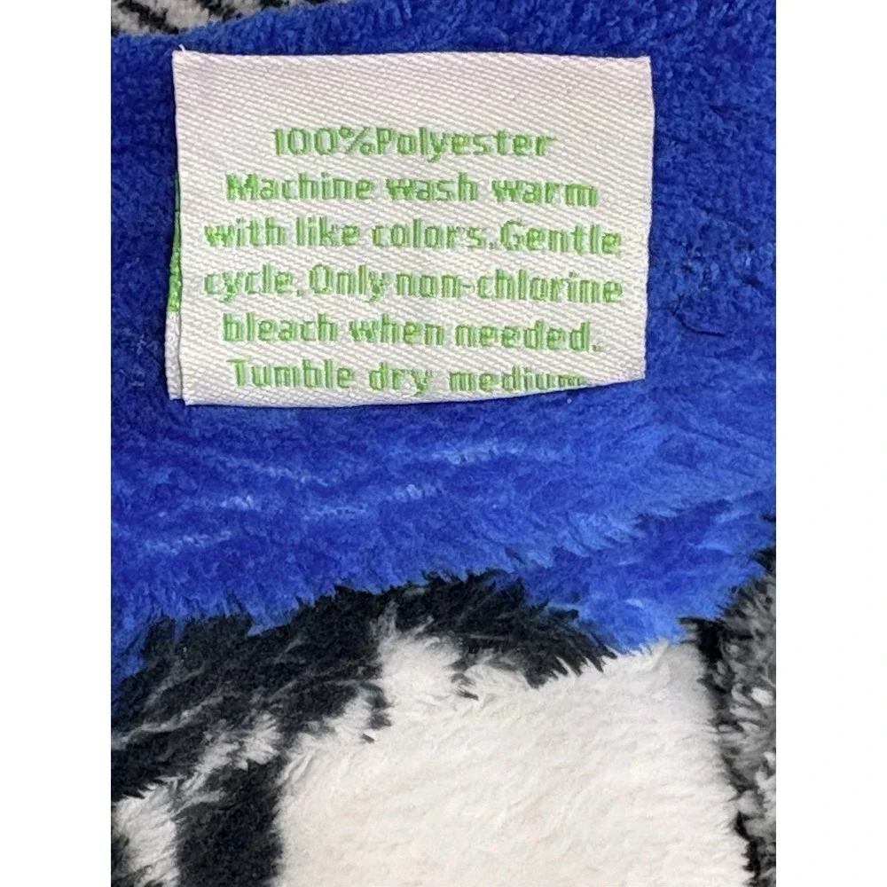 Vera Bradley Blue Bayou Plush Throw Blanket Blue Floral Oversized 73x47 Rare